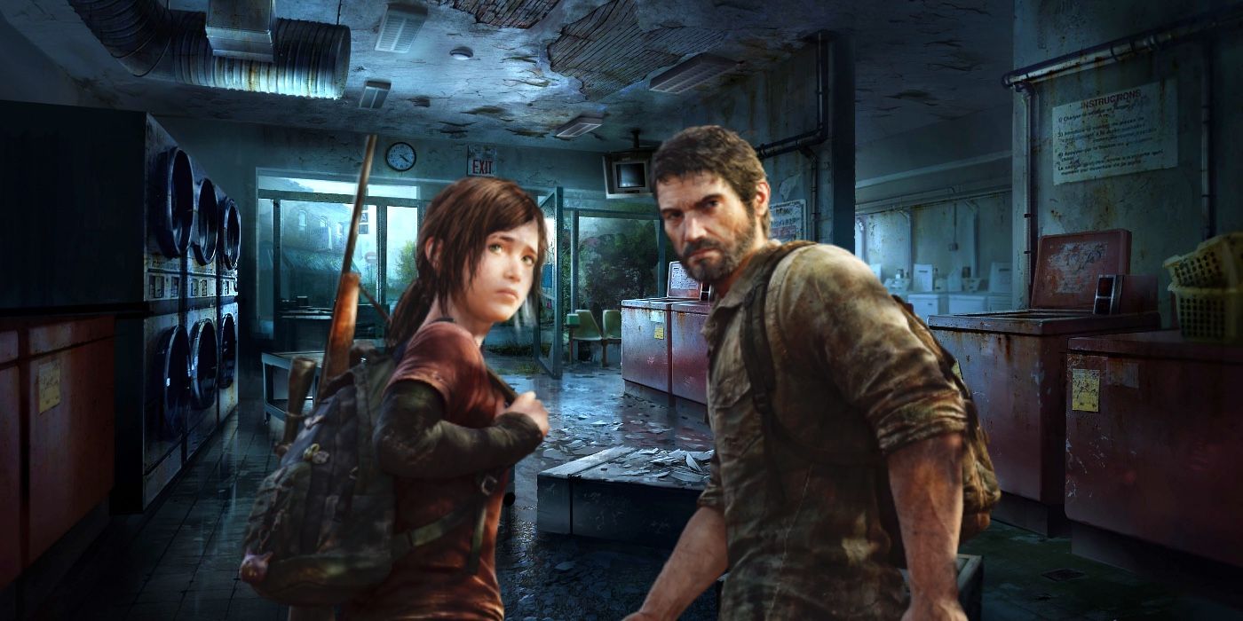 The Last of Us game Joel Ellie laundromat